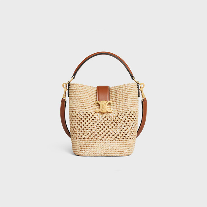celine triomphe raffia louise bucket bag